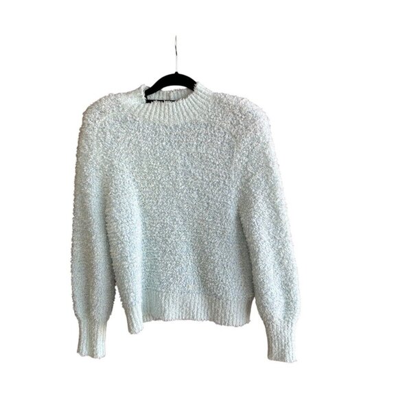 J. Crew Light Aqua Blue Merino Wool Blend Fuzzy  Sweater Size Medium - Picture 1 of 9
